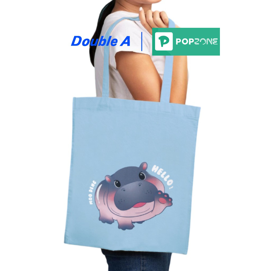 Double A หมูเด้ง MOO DENG กระเป๋าผ้า Shopping ช้อปปิ้งสดใส พร้อมช่วยเพื่อนสัตว์! - Image 2
